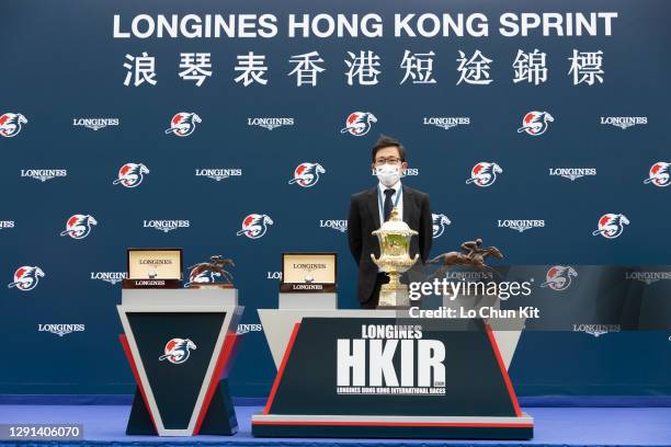 Owner’s representative of Danon Smash, Mr Taiki Chaki at the Longines Hong Kong Sprint presentation ceremony at Sha Tin Racecourse on December 13,...