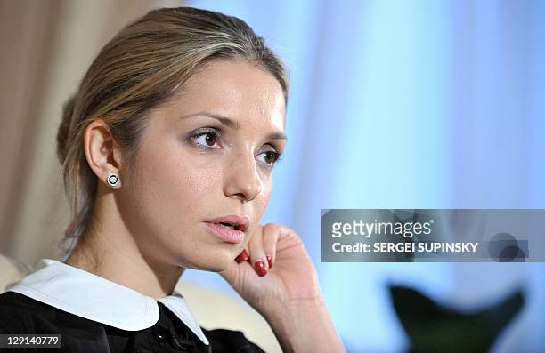 Yevhenia Carr, daughter of Ukraine's former Prime Minister Yulia Tymoshenko, speaks during an interview with AFP in Kiev on October 12, 2011. Ukraine...
