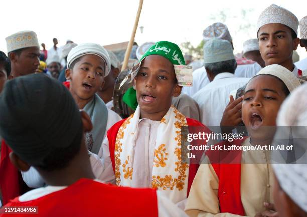 Muslim men celebrating the Maulid festival, Lamu County, Lamu, Kenya on March 5, 2011 in Lamu, Kenya.