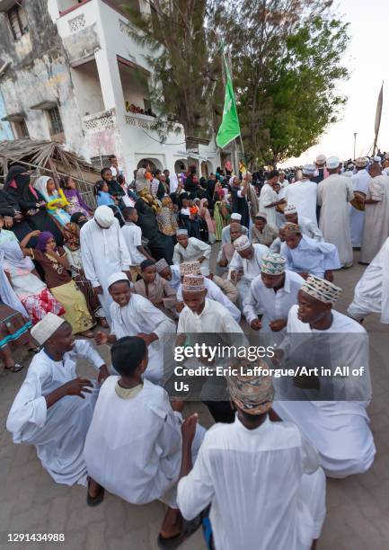 Muslim men celebrating the Maulid festival, Lamu County, Lamu, Kenya on March 5, 2011 in Lamu, Kenya.