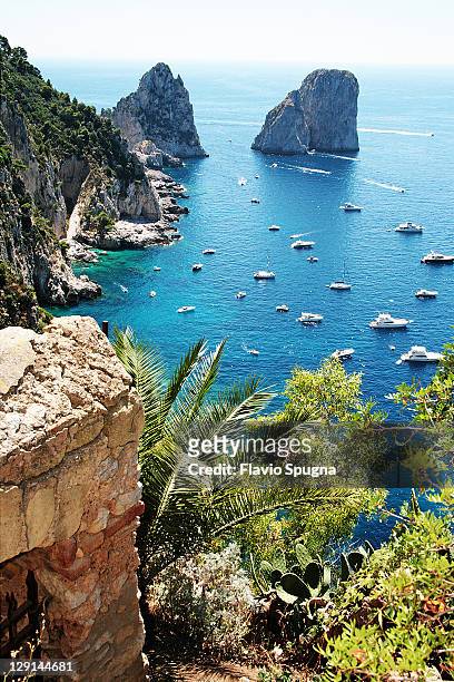 faraglioni rocks in capri island - a capri stock pictures, royalty-free photos & images