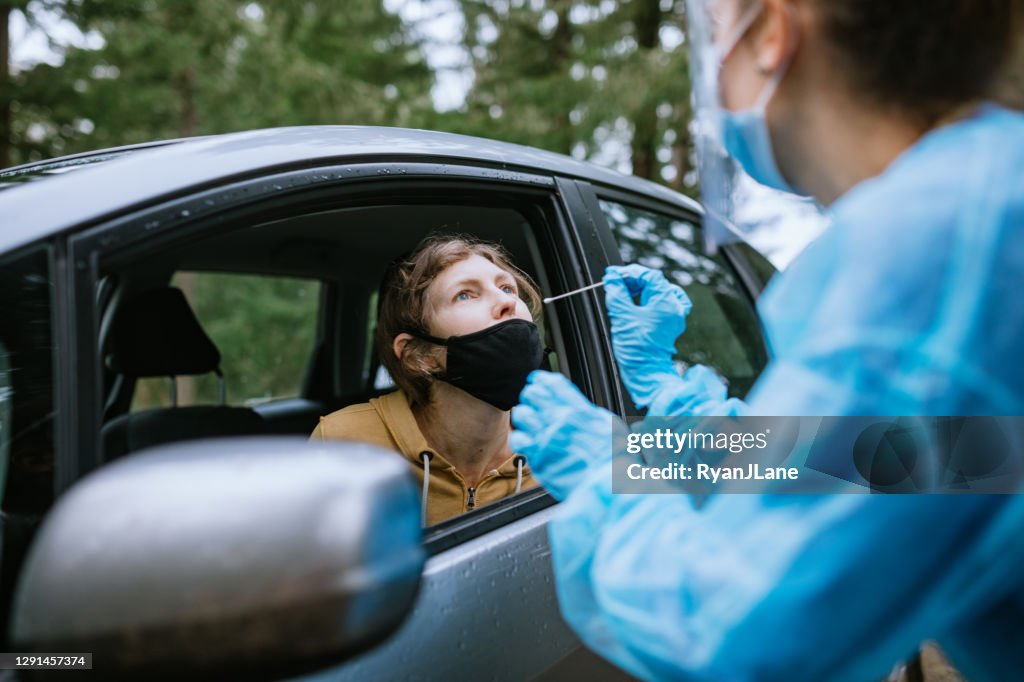 Healthcare Worker At Drive Up Testing Center