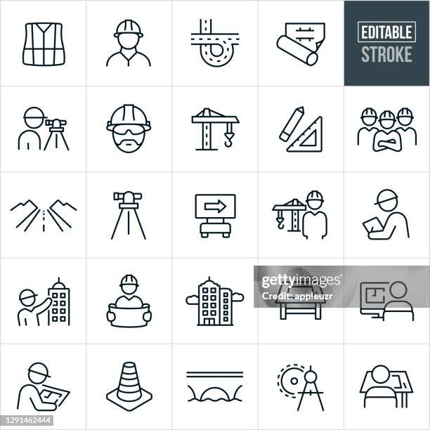 stockillustraties, clipart, cartoons en iconen met pictogrammen voor dunne lijn ontwerpen - bewerkbare lijn - building