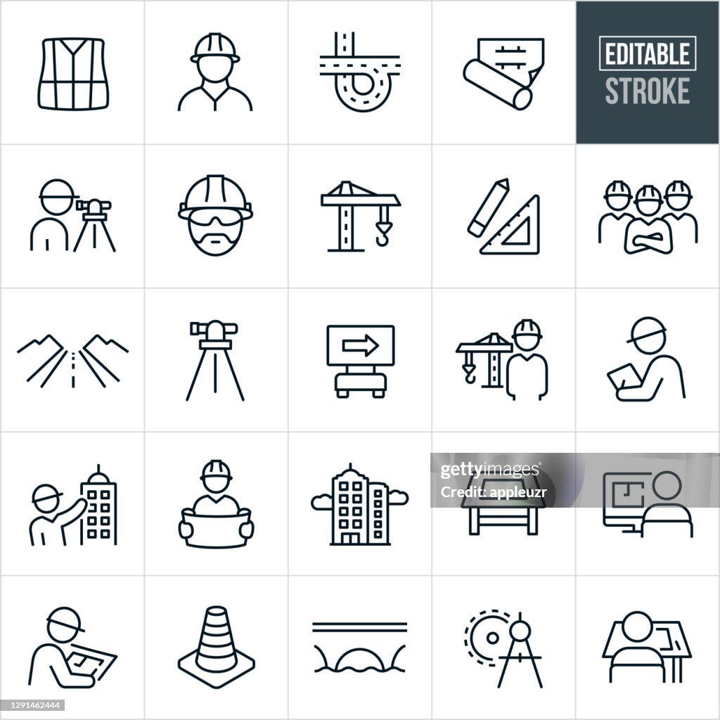 Engineering Thin Line Icons - Editable Stroke