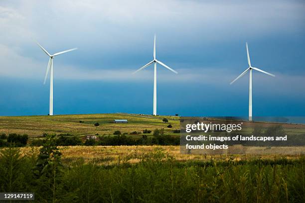 three wind turbines - oklahoma stock pictures, royalty-free photos & images