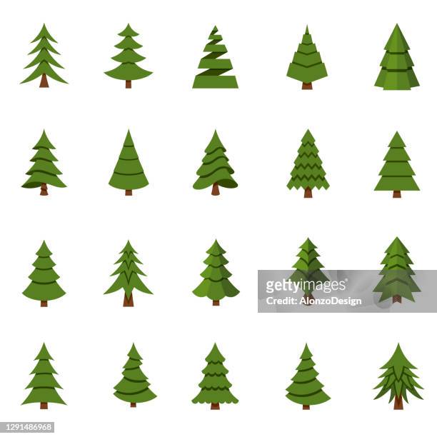 christmas tree set. - romania stock illustrations