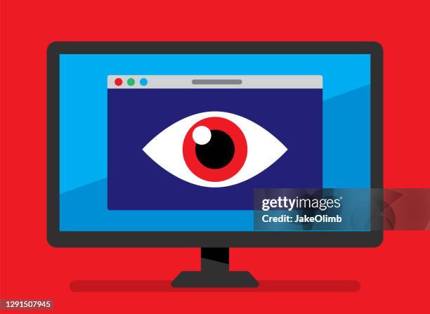 spyware icon flat - online threats stock illustrations