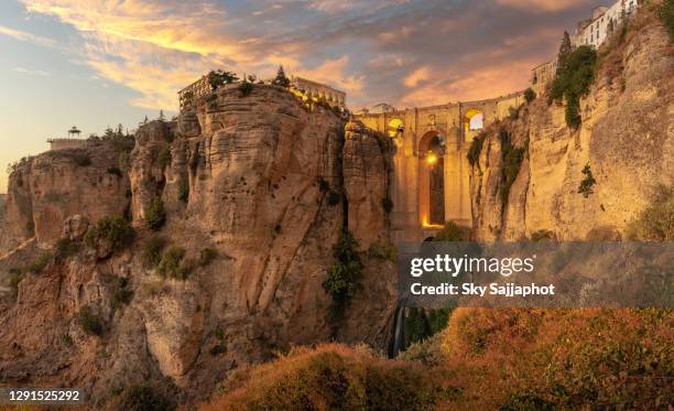 travel sightseeing at ronda, ronda cliff vacation in spain - ronda spain stock pictures, royalty-free photos & images