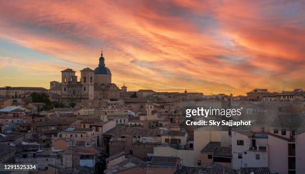 toledo cityscape sunset time before night, spain. - madrid aerial stock pictures, royalty-free photos & images