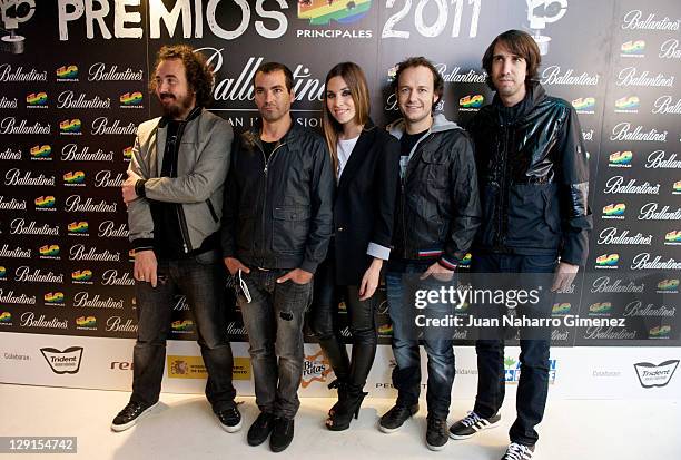 Leire Martinez and band mates from the group 'La Oreja de Van Gogh' attend the candidates for 40 Principales Award 2011 Presentation at 40 Cafe on...