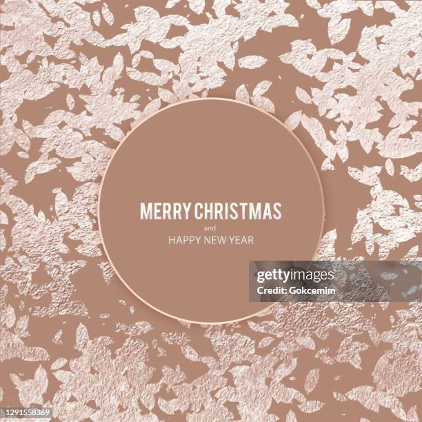 christmas greeting card with hand drawn rose gold glitter abstract floral background. gold foil grunge texture background. abstract vector pattern. metallic golden texture for cards, party invitation, packaging, surface design. - red gold party stock illustrations