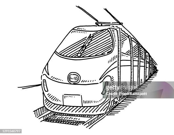 illustrazioni stock, clip art, cartoni animati e icone di tendenza di disegno del treno ad alta velocità - station