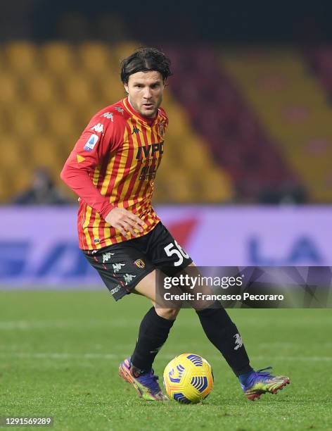 Perparim Hetemaj of Benevento Calcio during the Serie A match between Benevento Calcio and SS Lazio at Stadio Ciro Vigorito on December 15, 2020 in...