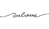 Welcome hand drawn line calligraphy.