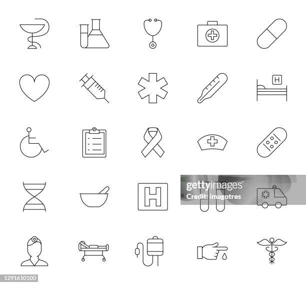 medicine icon set - male nurse stock illustrations