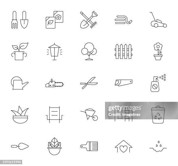 home and tools icon set - chainsaw stock illustrations