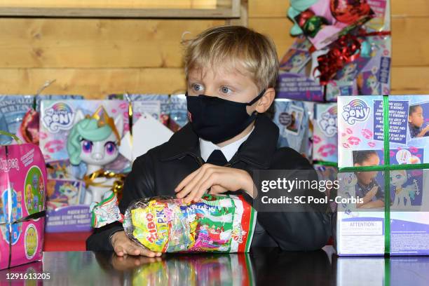 Prince Jacques of Monaco attends the Christmas gift distribution on December 16, 2020 in Monaco, Monaco.