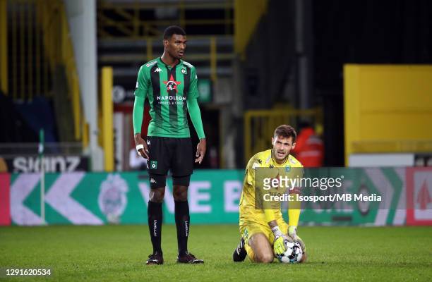 Jean Harisson Marcelin of Cercle and Thomas Didillon of Cercle look dejected during the Jupiler Pro League match between Cercle Brugge and Sporting...