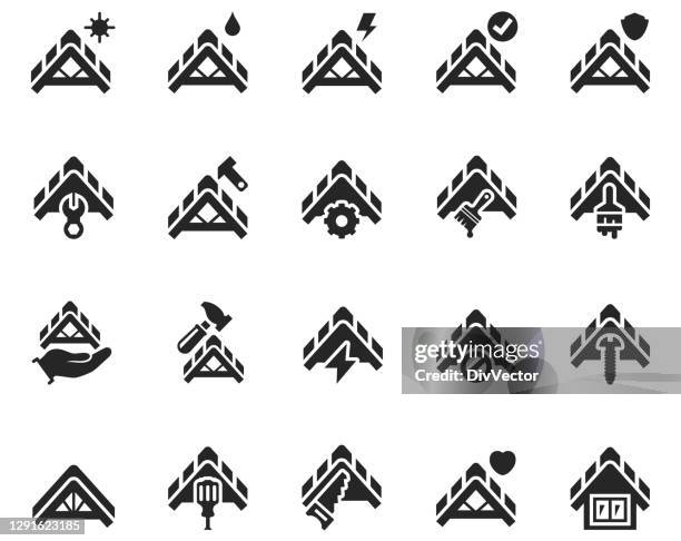 dachsymbol-set - dach stock-grafiken, -clipart, -cartoons und -symbole