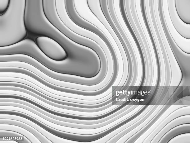 black and white abstract soft waves curved liquid elements of white 3d material - white morph photos et images de collection