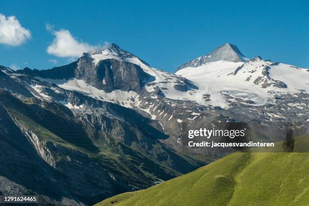 en el valle de hintertuxer, tirol, austria. espléndida vista del hintertuxer galcier y el monte olperer - alpes de zillertal fotografías e imágenes de stock