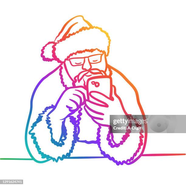 santaonhisphone - senior texting stock illustrations