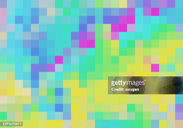 abstract digital vibrant neon pixel noise glitch error damage background - problems imagens e fotografias de stock