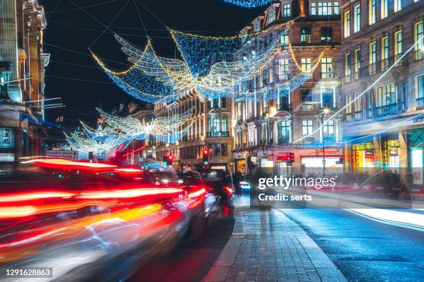 christmas lights in regent street, london, uk - oxford street christmas stock pictures, royalty-free photos & images