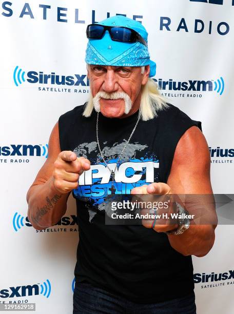 Lengendary wrestler Hulk Hogan visits SiriusXM Studios on October 13, 2011 in New York, New York. Hogan was promoting heavyweight championship match...