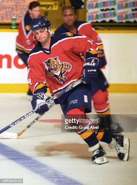 Stu Barnes of the Florida Panthers skates against the Toronto Maple Leafs during NHL preseason game action on September 28, 1996 at Maple Leaf...