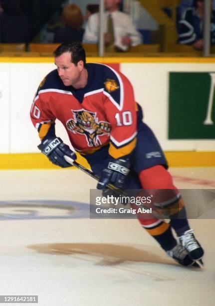 Dave Lowry of the Florida Panthers skates against the Toronto Maple Leafs during NHL preseason game action on September 28, 1996 at Maple Leaf...