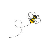 Cute bee with dotted route.