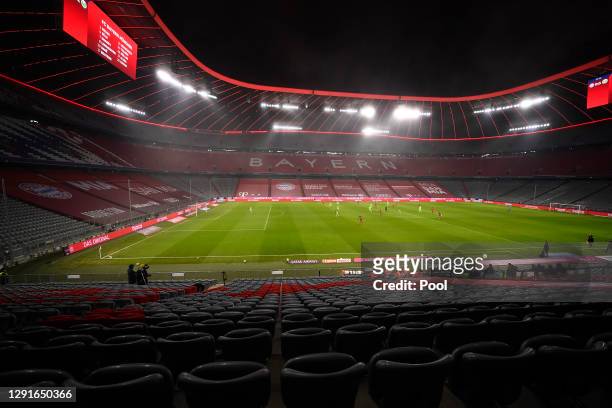 General view inside the stadium during the Bundesliga match between FC Bayern Muenchen and VfL Wolfsburg at Allianz Arena on December 16, 2020 in...