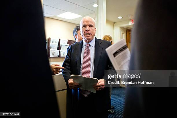 Sen. John McCain awaits the start of a news conference on Capitol Hill to introduce a Republican jobs proposal to compete with that put forward by...