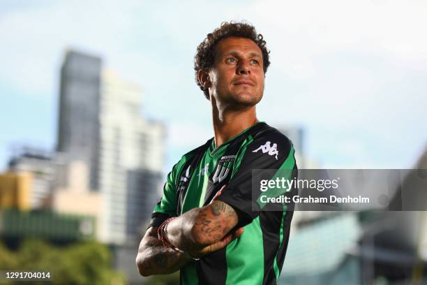 Alessandro Diamanti of Western United poses during an A-League media opportunity at Batman Park on December 17, 2020 in Melbourne, Australia.