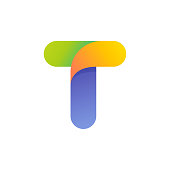 Colorful gradient T letter initial logo.