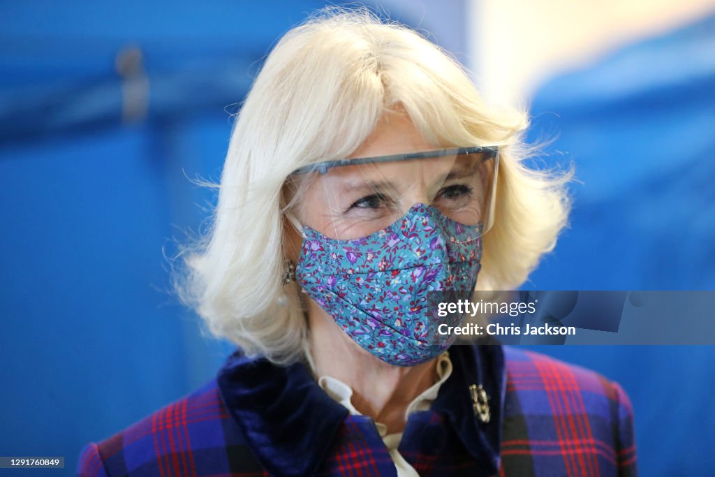 The Prince Of Wales And The Duchess Of Cornwall Visit The Gloucestershire Vaccination Centre At Gloucestershire Royal Hospital