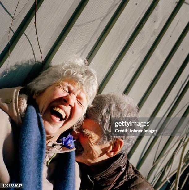 happy senior couple together - funny love stock-fotos und bilder