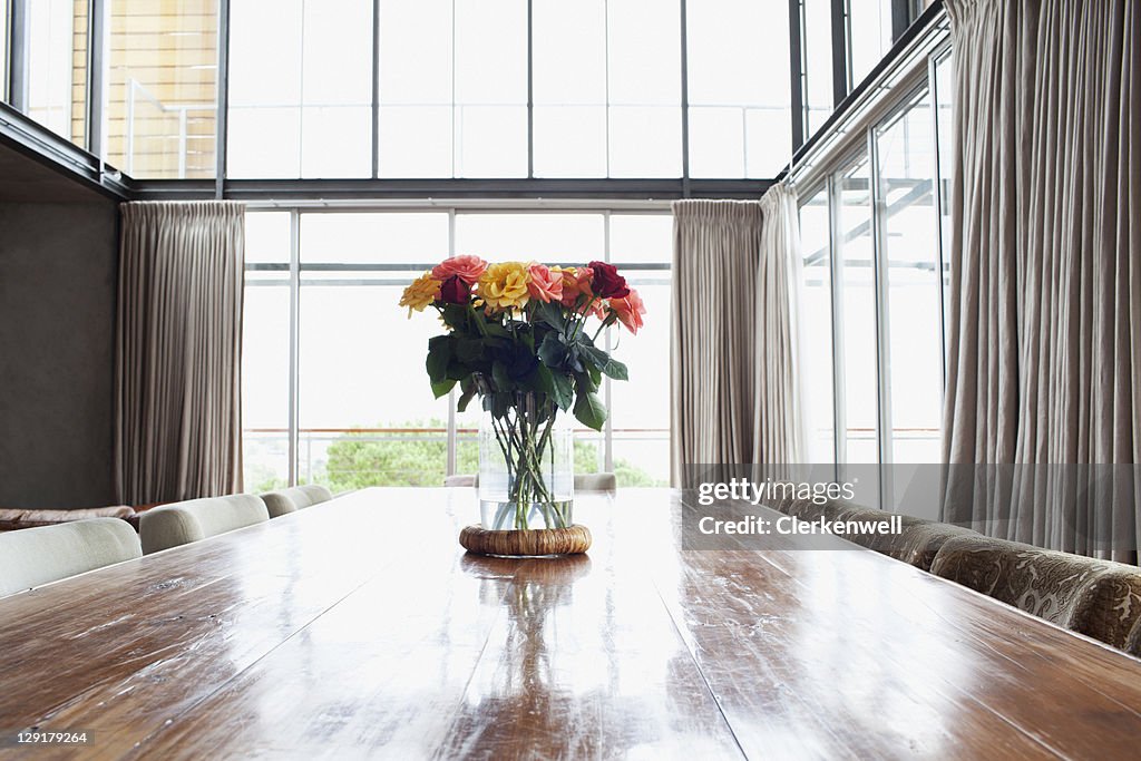 Flower pot on dining table