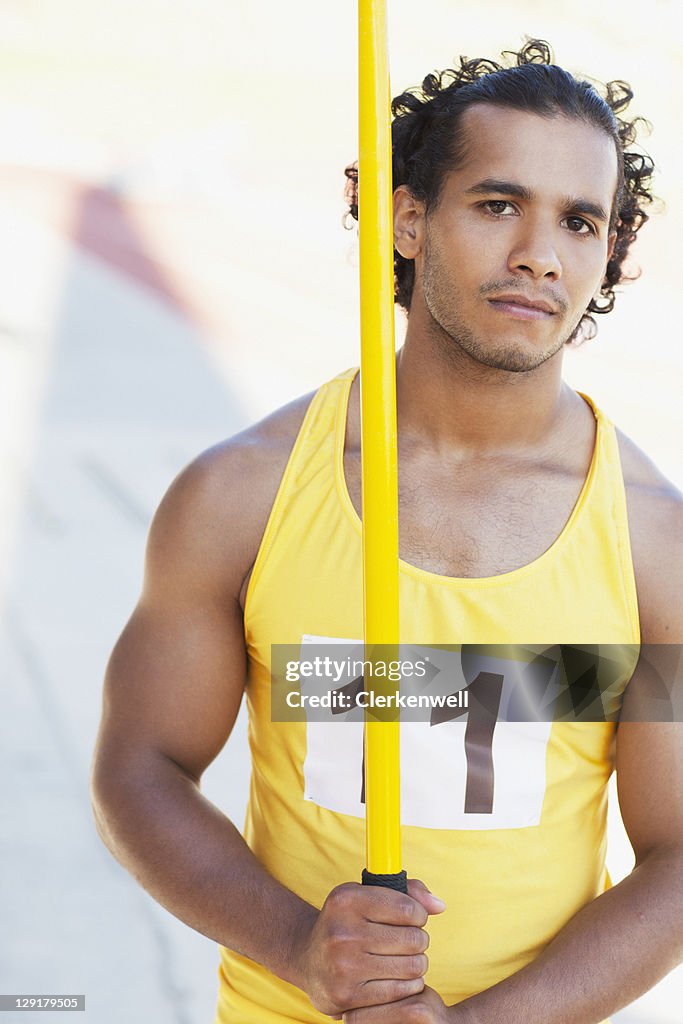 Athlete holding a javelin