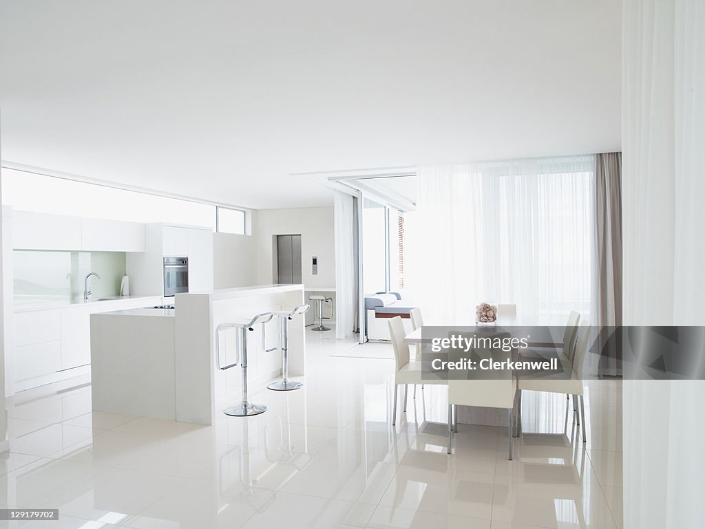 Kitchen and living room in modern home