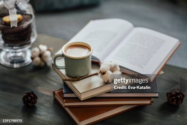 winter mood - coffee read stock pictures, royalty-free photos & images