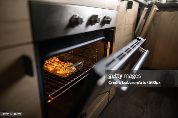 close-up of food in oven,poland - chicken roasting oven stock pictures, royalty-free photos & images