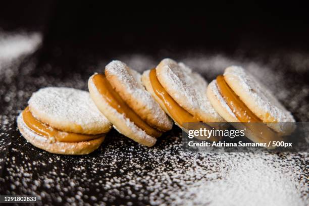 dulce de leche sandwich cookies,lima,peru - alfajores foto e immagini stock