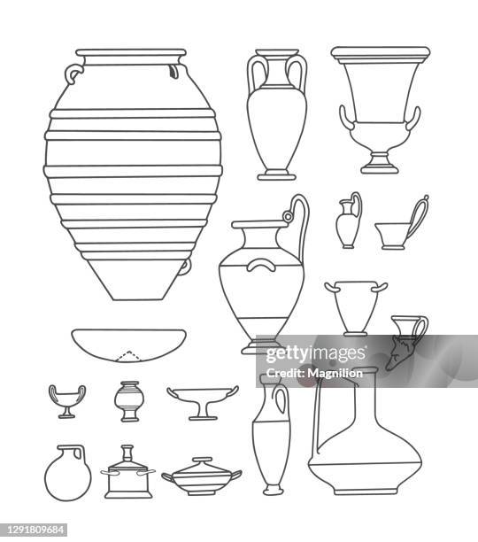 antique tableware and vases - archaeology icon stock illustrations