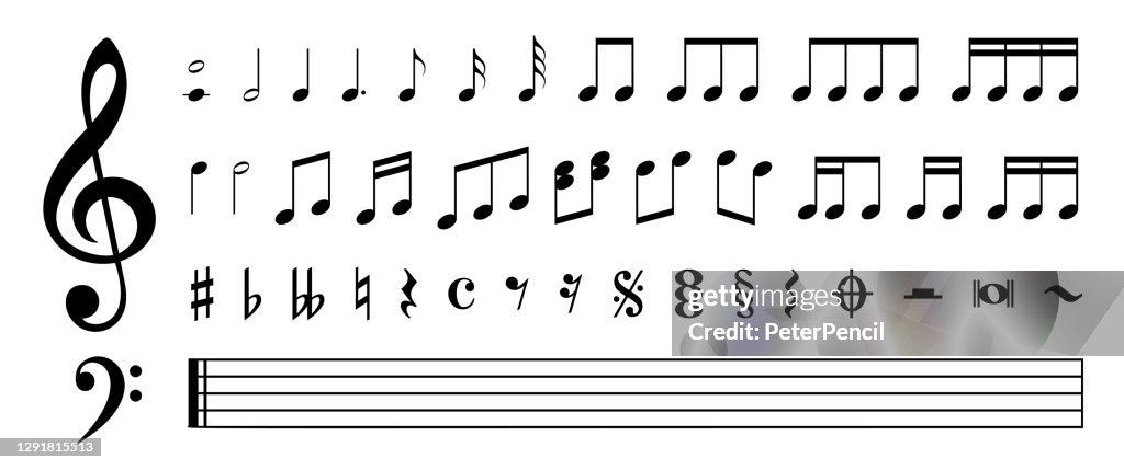 Musik Noten und Symbole Set - Stock Vector Illustration