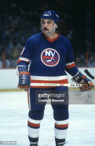 Bryan Trottier of the New York Islanders skates on the ice during the 1980 Stanley Cup Finals against the Philadelphia Flyers in May, 1980 at the...