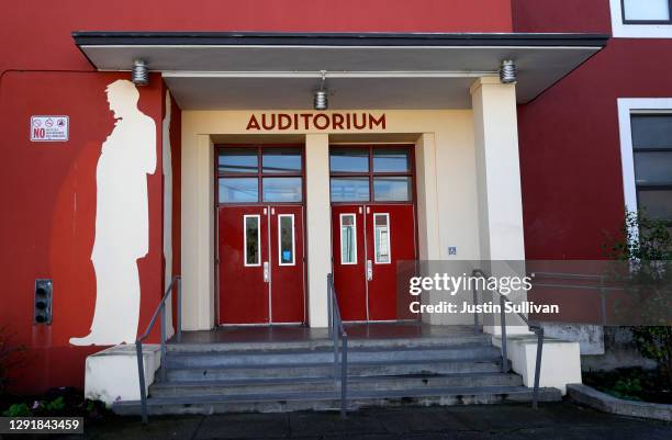 Mural of Abraham Lincoln is visible outside of Abraham Lincoln High School on December 17, 2020 in San Francisco, California. A San Francisco school...