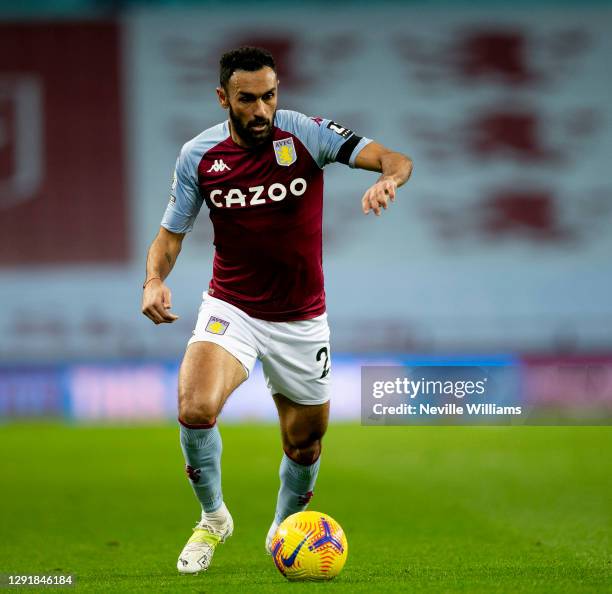 Ahmed Elmohamady of Aston Villa in action during the Premier League match between Aston Villa and Burnley at Villa Park on December 17, 2020 in...