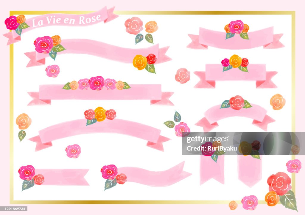 Banner Of Roses Watercolor Roses Ribbon Banner Set High-Res Vector Graphic - Getty Images